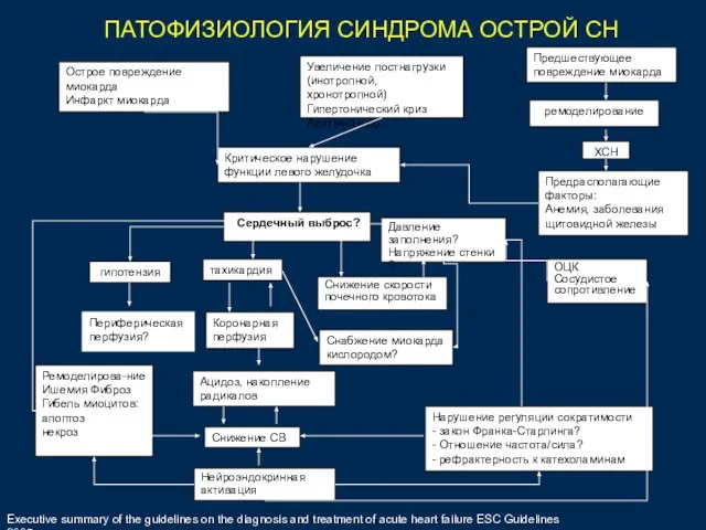 Острое повреждение миокарда Инфаркт миокарда Увеличение постнагрузки (инотропной, хронотропной) Гипертонический криз