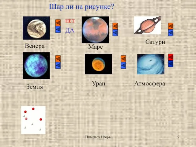 Пименов Игорь Шар ли на рисунке? НЕТ ДА Венера Земля Марс Уран Сатурн Атмосфера