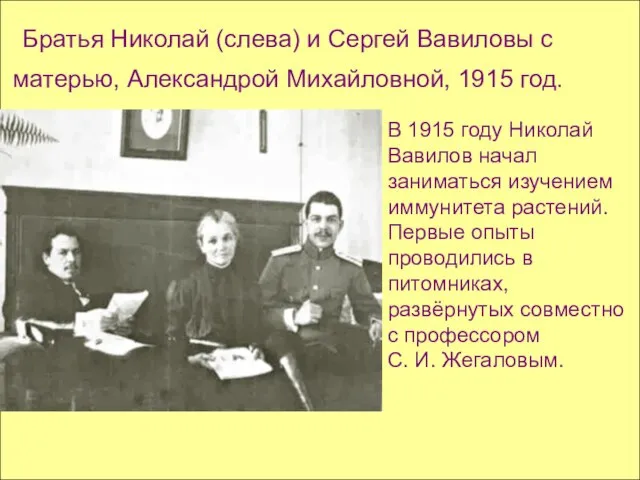 Братья Николай (слева) и Сергей Вавиловы с матерью, Александрой Михайловной, 1915