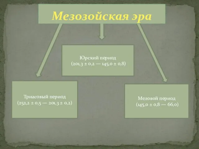 Триасовый период (252,2 ± 0,5 — 201,3 ± 0,2) Юрский период