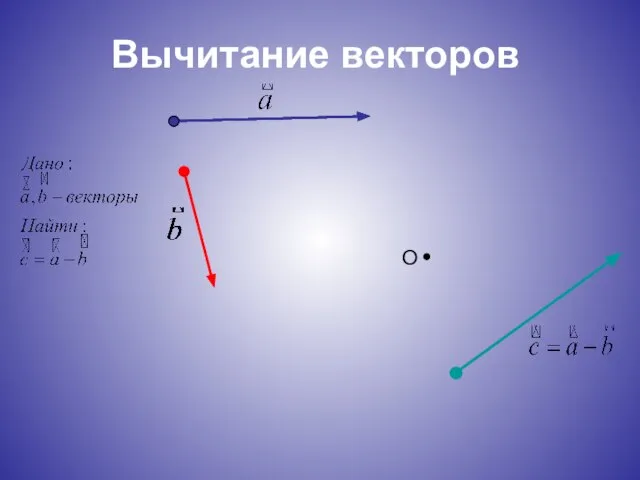 Вычитание векторов O