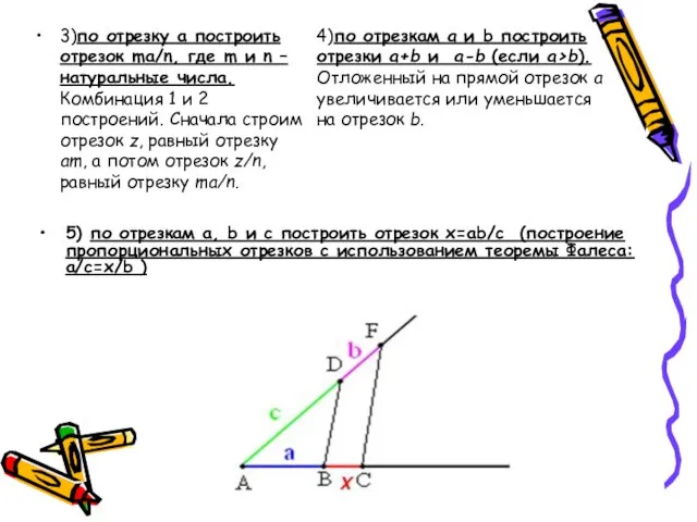 3)по отрезку а построить отрезок ma/n, где m и n –натуральные