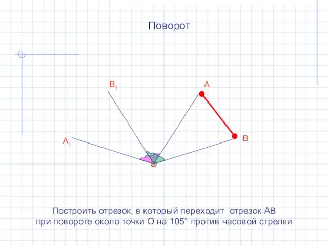 Поворот Построить отрезок, в который переходит отрезок АВ при повороте около