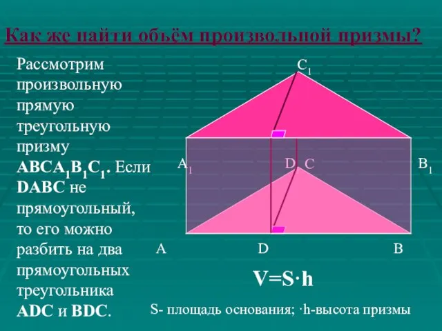 Рассмотрим произвольную прямую треугольную призму ABCA1B1C1. Если DABC не прямоугольный, то