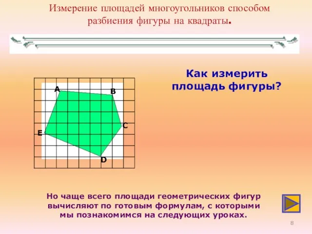 Измерение площадей многоугольников способом разбиения фигуры на квадраты. Как измерить площадь