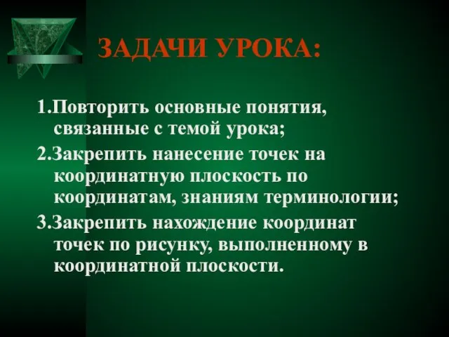 ЗАДАЧИ УРОКА: 1.Повторить основные понятия, связанные с темой урока; 2.Закрепить нанесение