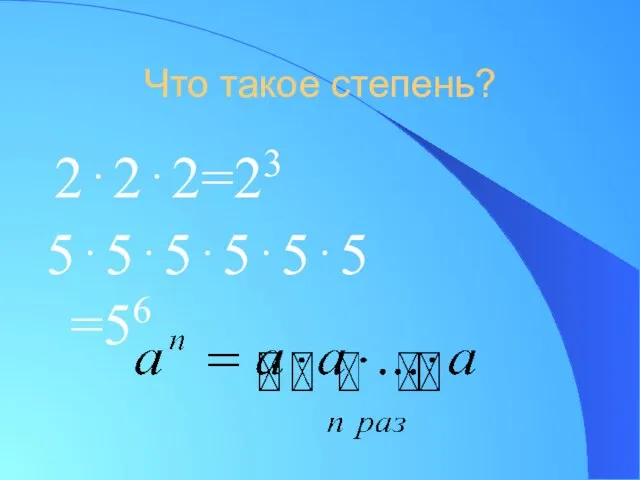 Что такое степень? 222=23 555555 =56