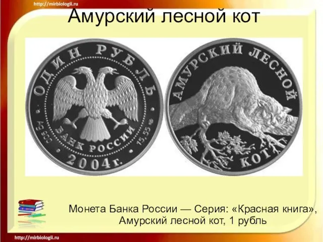 Амурский лесной кот Монета Банка России — Серия: «Красная книга», Амурский лесной кот, 1 рубль