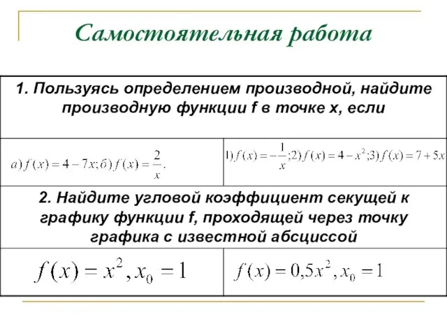 Самостоятельная работа