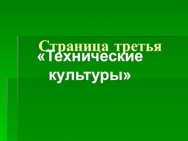 Страница третья «Технические культуры»