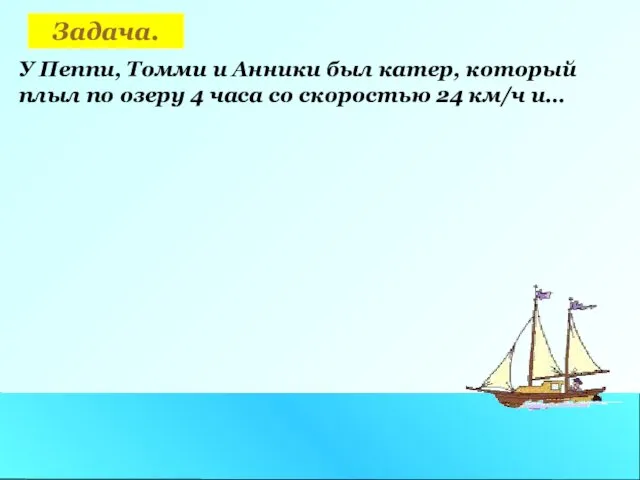 У Пеппи, Томми и Анники был катер, который плыл по озеру