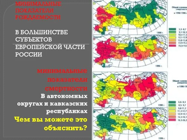 минимальные показатели смертности В автономных округах и кавказских республиках Чем вы