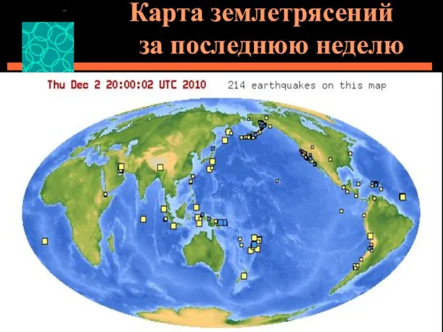 Карта землетрясений за последнюю неделю