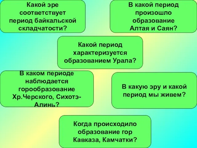 В какой период произошло образование Алтая и Саян? В каком периоде