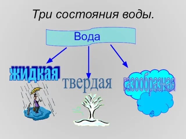 Три состояния воды. Вода жидкая твердая газообразная