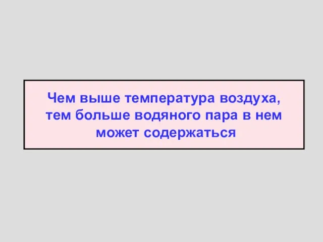 Чем выше температура воздуха, тем больше водяного пара в нем может содержаться