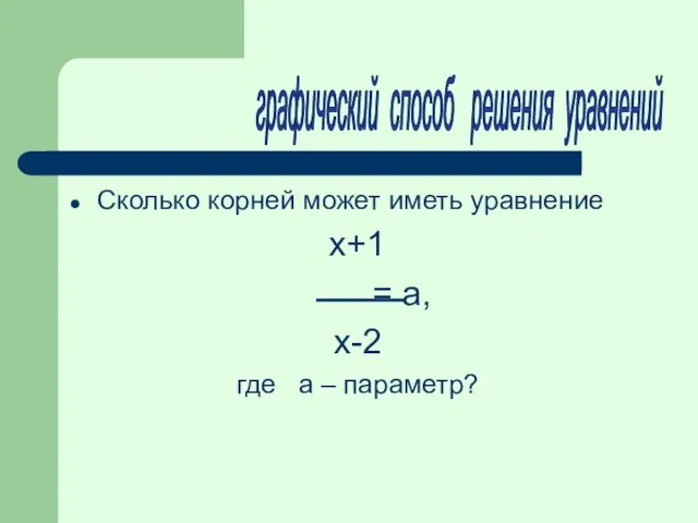 Сколько корней может иметь уравнение х+1 = а, х-2 где а