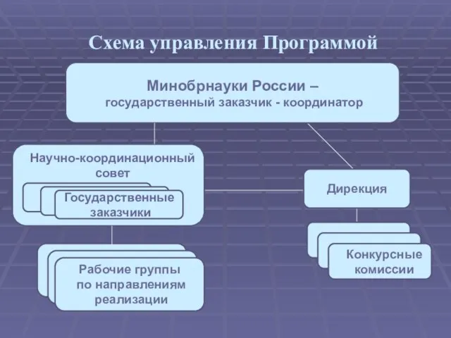 Схема управления Программой Минобрнауки России – государственный заказчик - координатор Дирекция