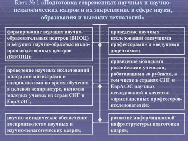 Блок № 1 «Подготовка современных научных и научно-педагогических кадров и их