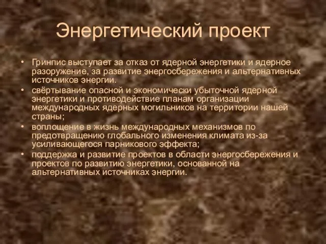 Энергетический проект Гринпис выступает за отказ от ядерной энергетики и ядерное