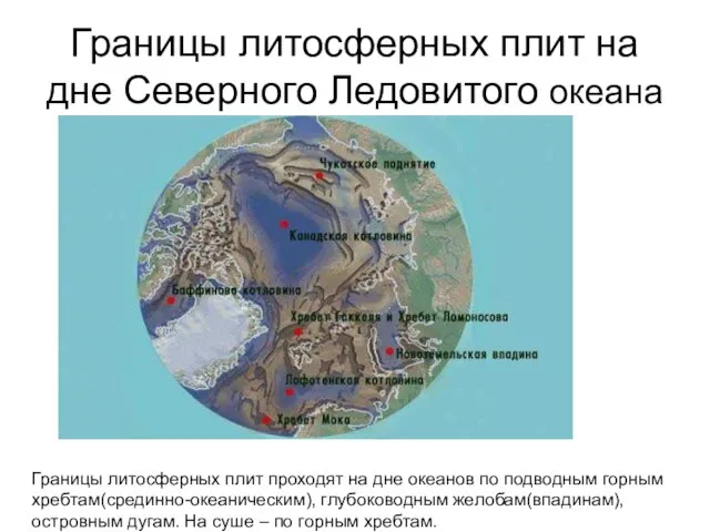 Границы литосферных плит на дне Северного Ледовитого океана Границы литосферных плит