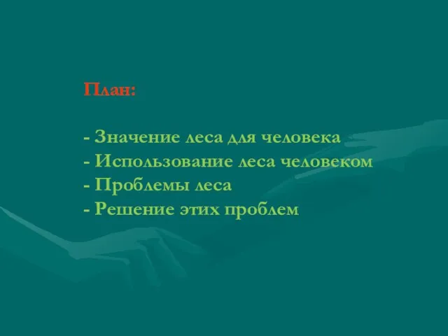 План: - Значение леса для человека - Использование леса человеком -