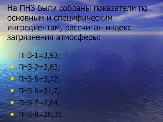 На ПНЗ были собраны показатели по основным и специфическим ингредиентам, рассчитан