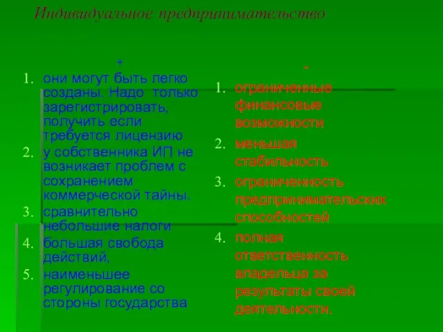 Индивидуальное предпринимательство + они могут быть легко созданы. Надо только зарегистрировать,