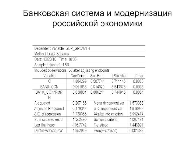 Банковская система и модернизация российской экономики