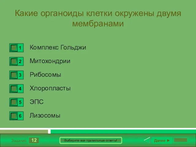 12 Задание Выберите все правильные ответы! Какие органоиды клетки окружены двумя