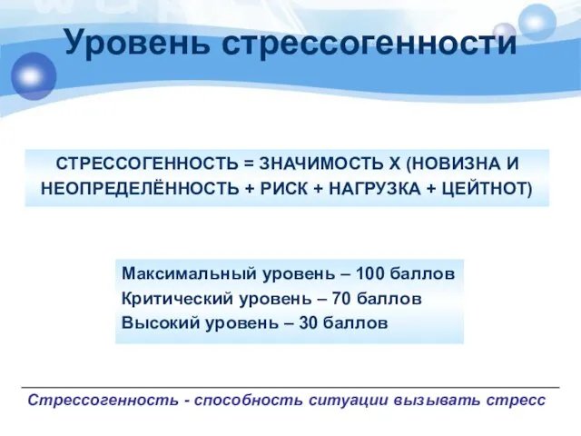 Уровень стрессогенности