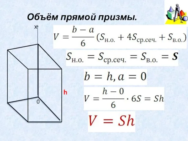 Объём прямой призмы. h