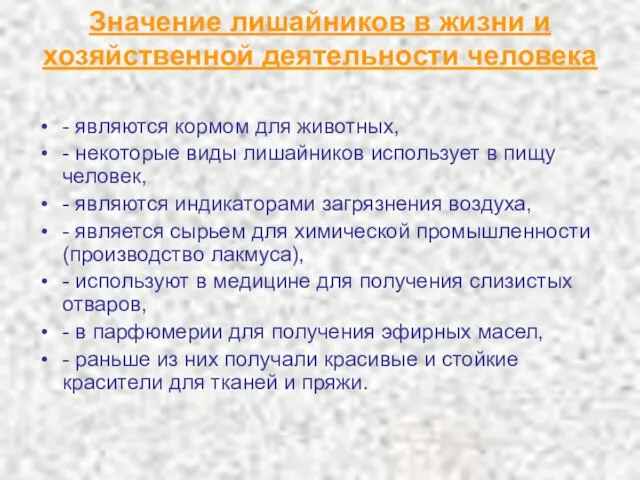 Значение лишайников в жизни и хозяйственной деятельности человека - являются кормом