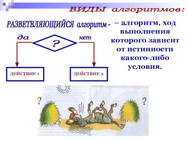 – алгоритм, ход выполнения которого зависит от истинности какого-либо условия. РАЗВЕТВЛЯЮЩИЙСЯ