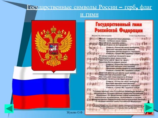 Государственные символы России – герб, флаг и гимн Жукова О.Ф.