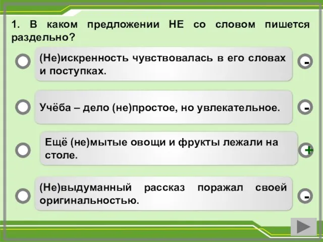 (Не)искренность чувствовалась в его словах и поступках. Учёба – дело (не)простое,