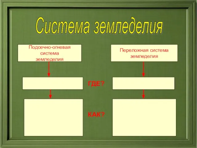 Система земледелия Подсечно-огневая система земледелия Переложная система земледелия ГДЕ? КАК?