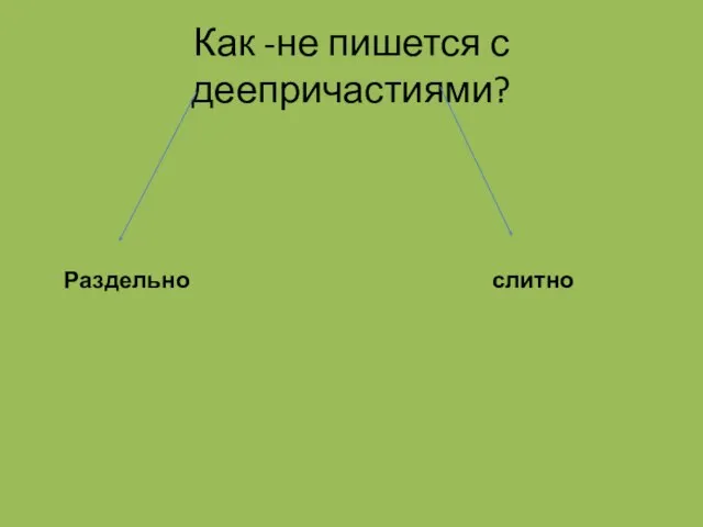 Как -не пишется с деепричастиями? Раздельно слитно Не думая, не видя,