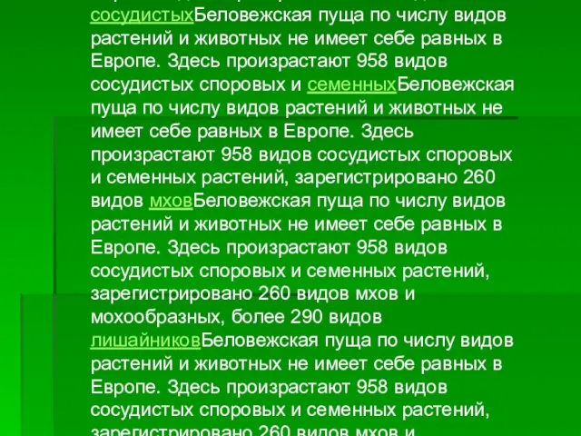 Беловежская пуща по числу видов растений и животных не имеет себе