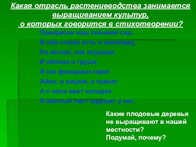 Какая отрасль растениеводства занимается выращиванием культур, о которых говорится в стихотворении?