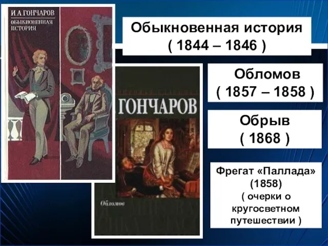 Обыкновенная история ( 1844 – 1846 ) Обломов ( 1857 –