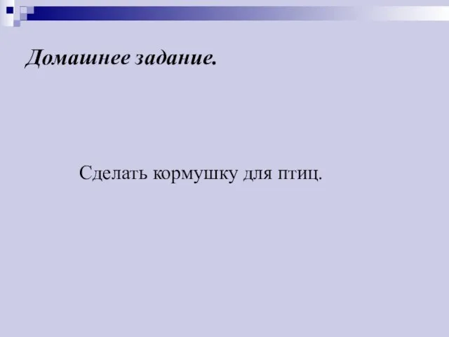 Домашнее задание. Сделать кормушку для птиц.