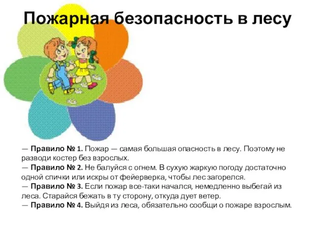 Пожарная безопасность в лесу — Правило № 1. Пожар — самая