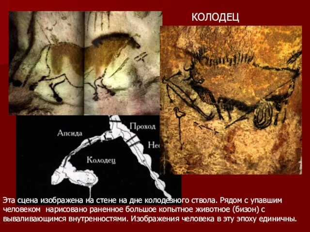 КОЛОДЕЦ Эта сцена изображена на стене на дне колодезного ствола. Рядом