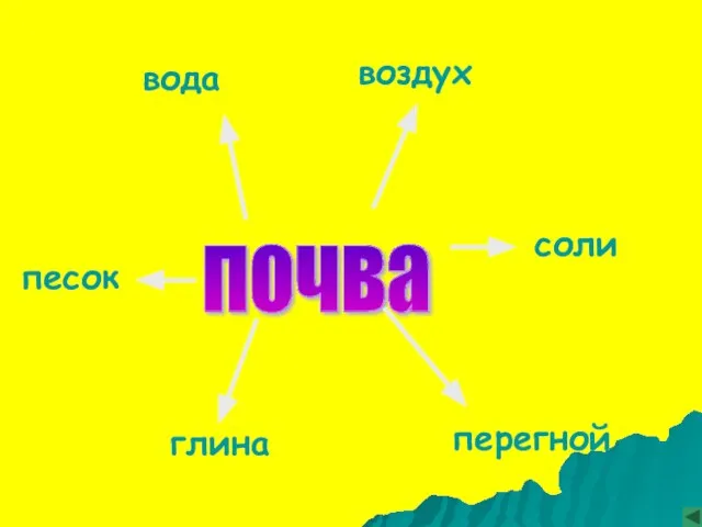 почва воздух вода песок глина соли перегной