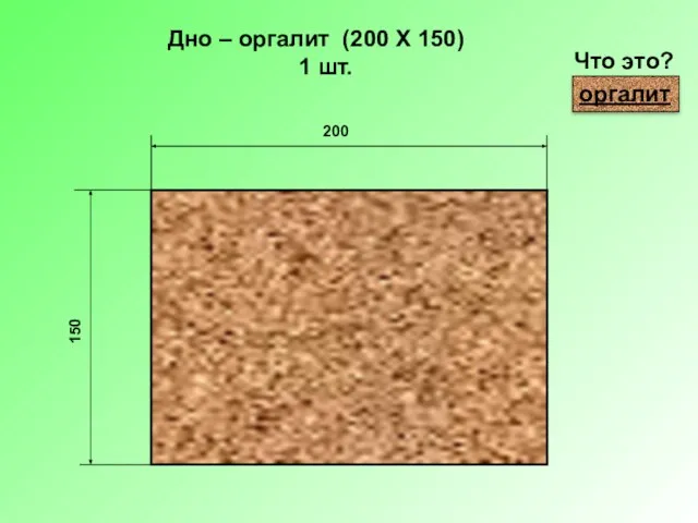 150 200 Дно – оргалит (200 Х 150) 1 шт. оргалит Что это?