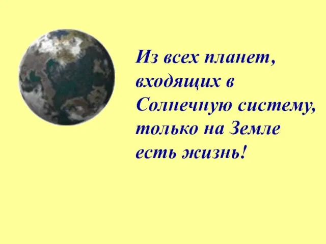 Из всех планет, входящих в Солнечную систему, только на Земле есть жизнь!