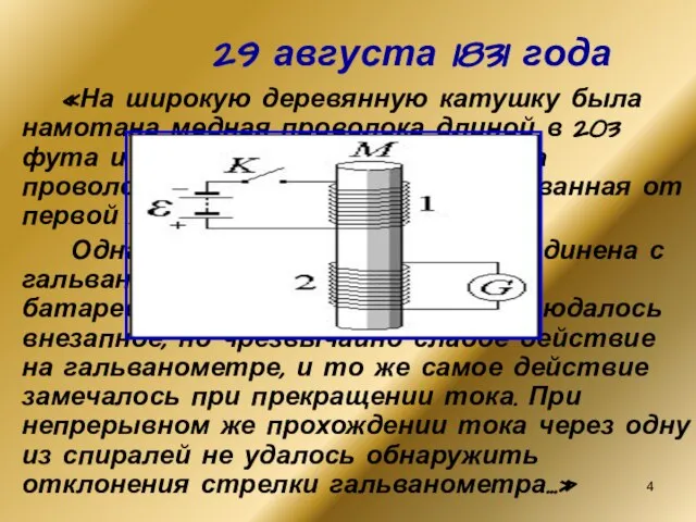 29 августа 1831 года «На широкую деревянную катушку была намотана медная