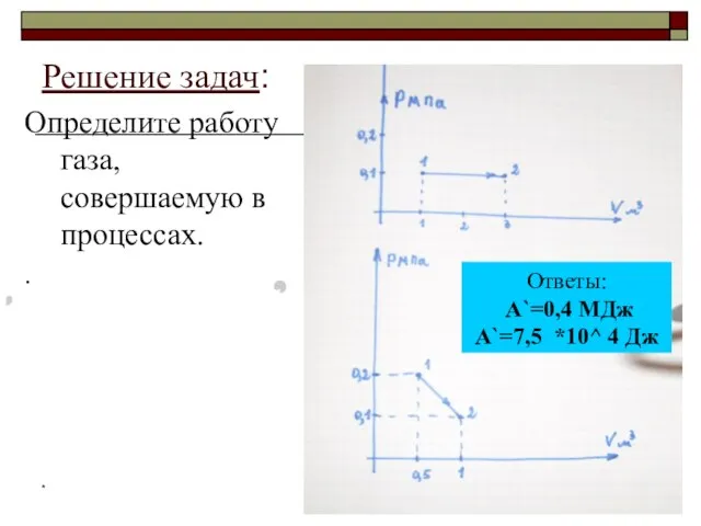 * Определите работу газа, совершаемую в процессах. . Ответы: А`=0,4 МДж