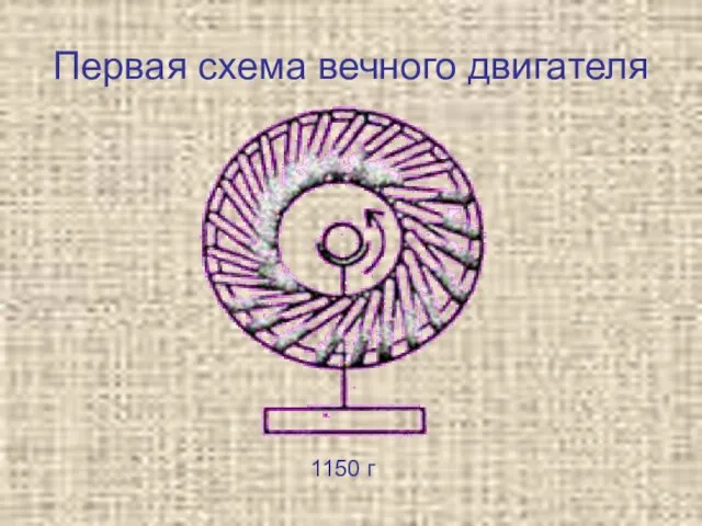 Первая схема вечного двигателя 1150 г